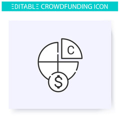 Equity crowdfunding line icon. Financing early stage company of startup. Funding and investment concept. Project, business, idea finansing. Isolated vector illustration. Editable stroke 