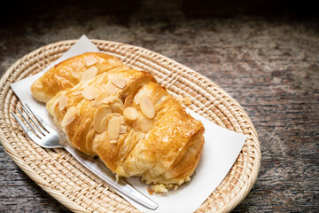 Sweet Croissant almond on the table