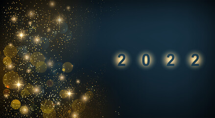 2022 New Year Abstract shiny color gold design element