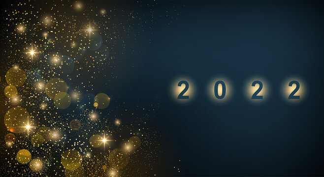 2022 New Year Abstract shiny color gold design element
