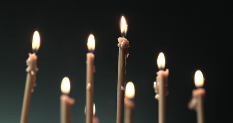 Candles burning on a church altar
