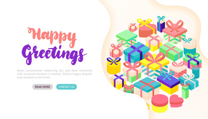 Happy Greetings Present Banner Concept