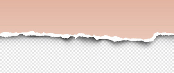 Obraz premium Torn pink paper with soft shadow stuck on grey squared background. Vector illustration