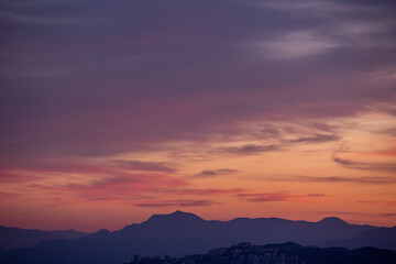 sunset in the Mediterranean sea view from the sea
