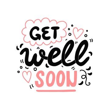 Get well soon, vector hand drawn lettering