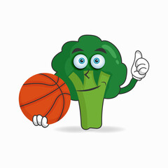 The Broccoli mascot character becomes a Brocoli player. vector illustration