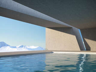 Fototapeta na wymiar Architectural design of modern concrete interior