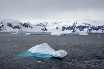 Floes were on the sea, and some rocks were exposed after the snow melted.