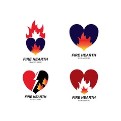 Hearth Fire logo designs concept, Fire Love logo designs template, Fire and love logo symbol
