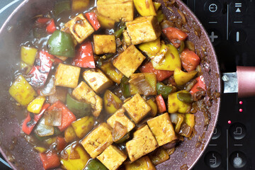Healthy tofu cooked with pepper