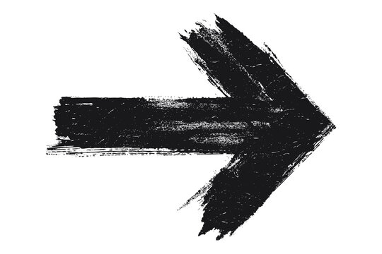 Grunge Arrow Vector. Brush Paint Black.