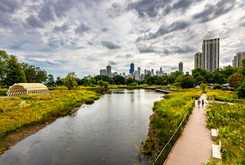 Fototapeta na wymiar Lincoln Park view in Chicago City 
