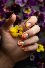 Hand of the girl with flowers