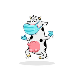 Funny cow mask gloves thumb up vector illustration