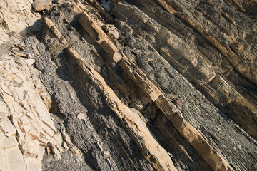 
layered rocks on the Black Sea coast
