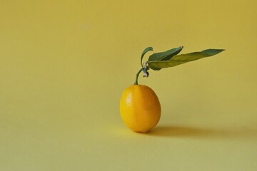 Isolated lemon on yellow background