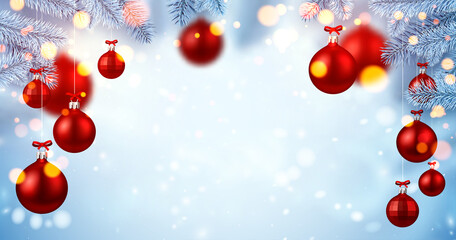 Frozen white spruce branches with bokeh lights.