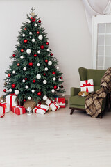 New Year's Interior Christmas Tree with home gifts