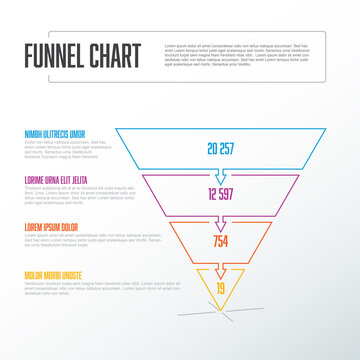 Vector thin line infographic funnel level layers template