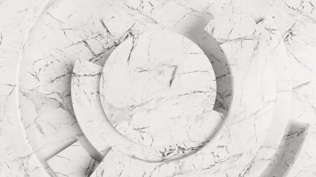 Modern business video background. 3D texture animation with rotating parts of a circle. Spiral surface concept. 3d render of a seamless loop