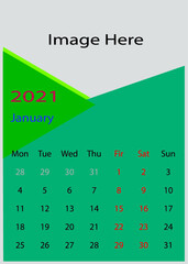 Calendar for 2021 (January)