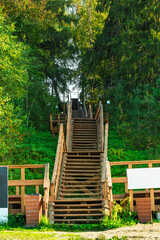 original wooden staircase to the mountain