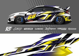 Car wrap decal designs. Abstract racing and sport background for racing livery or daily use car vinyl sticker.
