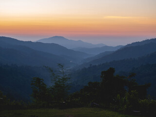 Fototapeta premium Misty mountains and morning light