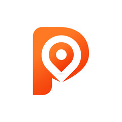 pin location with letter p concept