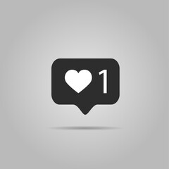 Like social network icon in heart shape on white