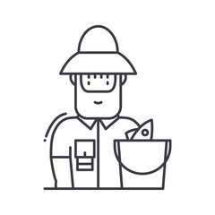 Fishing icon, linear isolated illustration, thin line vector, web design sign, outline concept symbol with editable stroke on white background.