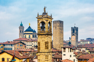 Fototapeta na wymiar Citta Alta view from Rocca di Bergamo in Italy