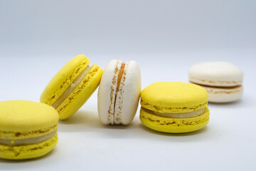 Colorful macaroons on a plate. French cuisine. Delicious dessert 