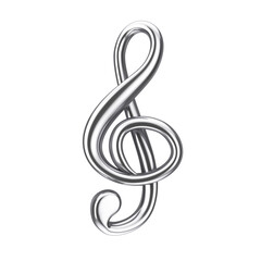 Music Concept. Silver Treble Clef Sign. 3d Rendering