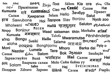 November 21 - "international greeting day". Greetings in different languages of the world. Abstract.