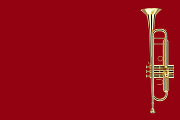 Polished Brass Trumpet. 3d Rendering - obrazy, fototapety, plakaty