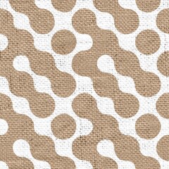 Seamless burlap with white paint pattern overlay. High quality illustration. Real burlap fabric texture with digital pattern on top for print in various surface design uses. Great for interiors.