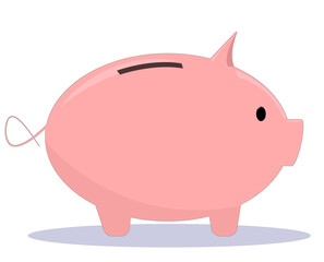 Pink pig. Piggy bank. Savings, collecting money. Piggy bank isolated on white background.