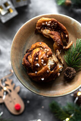 Swedish Christmas cinnamon rolls with Cristal sugar