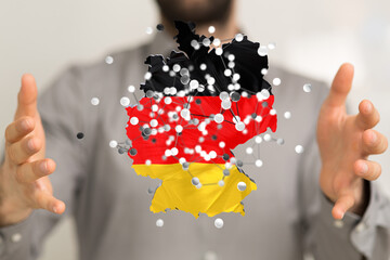 Abstract of germany map network, internet and global connection concept, Wire Frame 3D mesh...