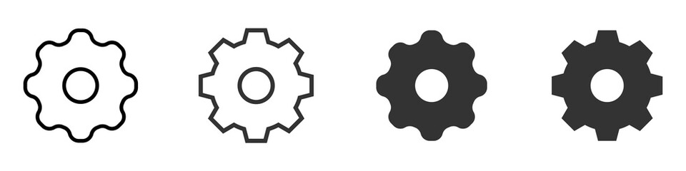 set of settings icons isolated on white background