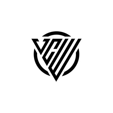Initial letter VCW triangle monogram clean modern simple logo	
