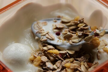 Breakfast cereal with yogurt