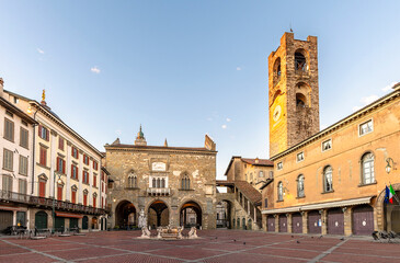 Piazza Vecchia view in Bergamo City.
