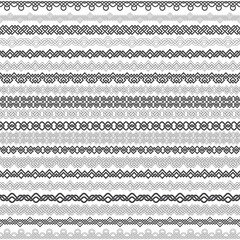 Set of vintage borders for design. Twenty border elements for frames in knotting style. Patterned brushes kit.