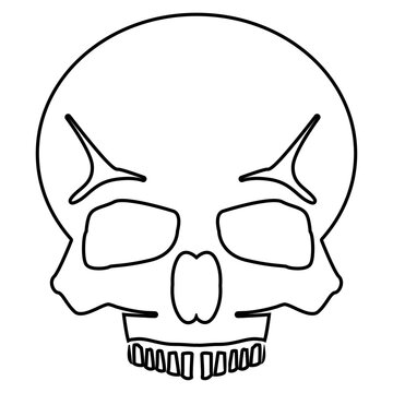 Vector illustration of isolated doodle skulls, on a white background. Simple flat style.