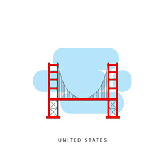San Francisco United States detailed silhouette. Trendy vector illustration, flat style. Stylish colorful landmarks. The concept for a web banner. Business icon