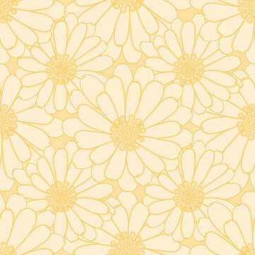 Common marigold vector background pattern. Yellow calendula flower seamless illustration.