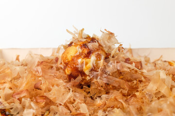 Octopus takoyaki on white background