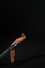 Detail of a Cantabrian anchovy with black background
